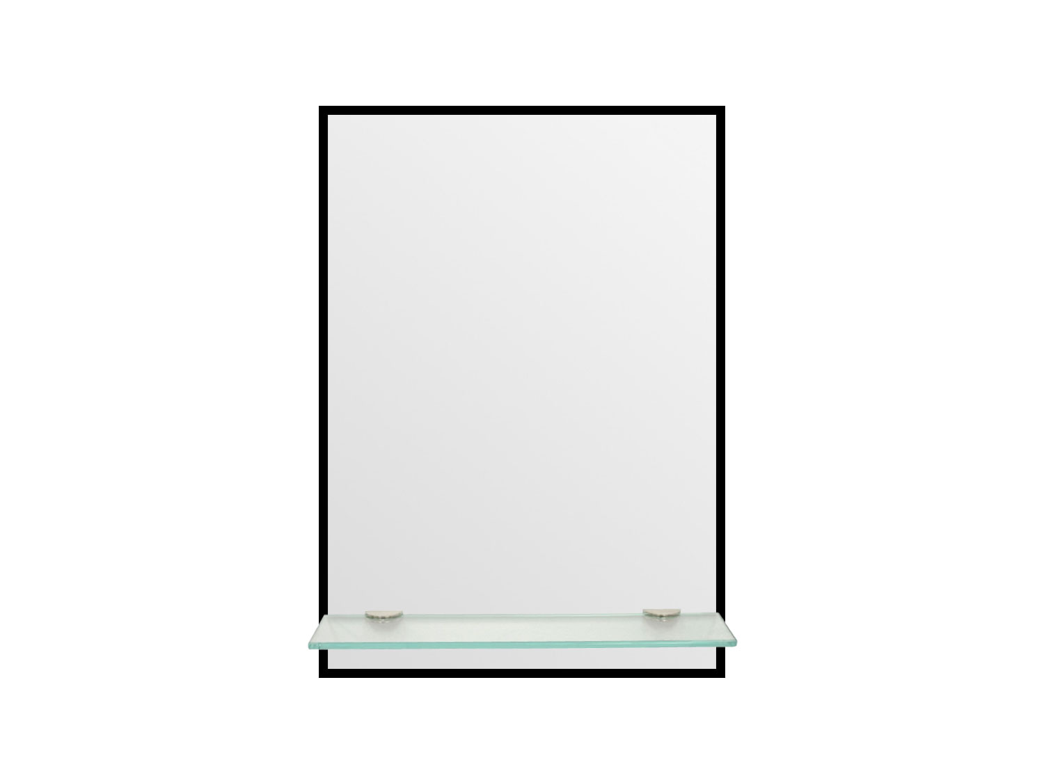 Black Aluminum Framed Mirror With Shelf - 500 x 700mm