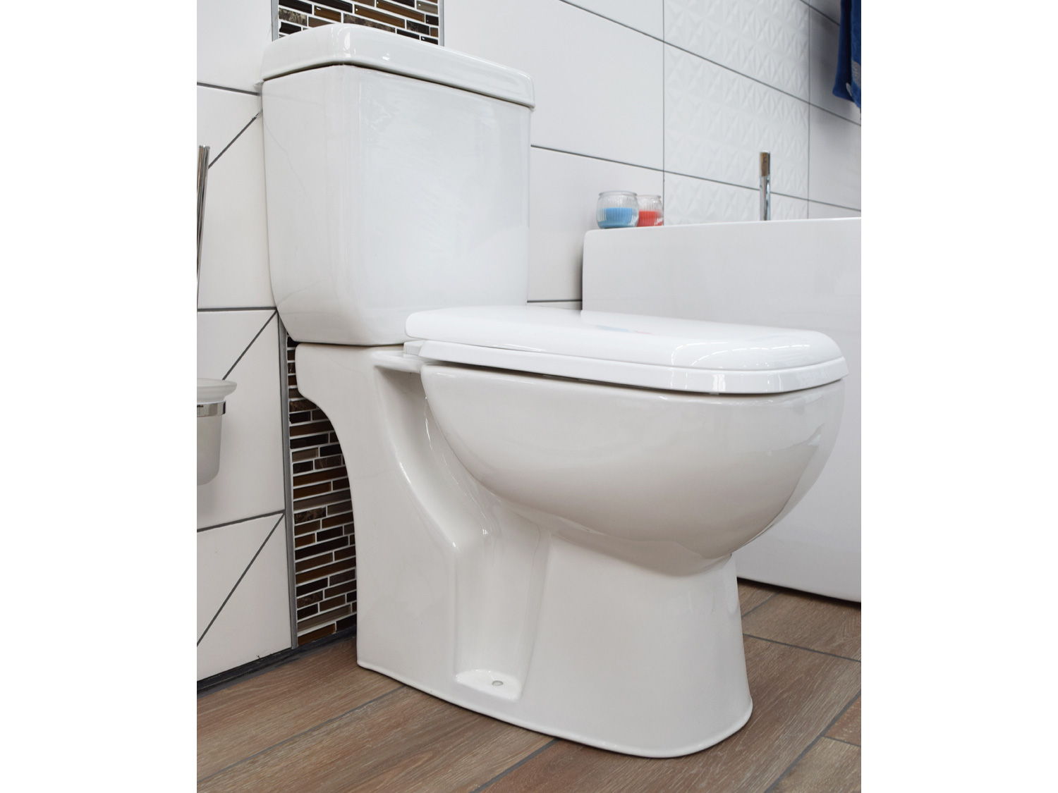 Boston White Dual Top Flush Toilet Suite