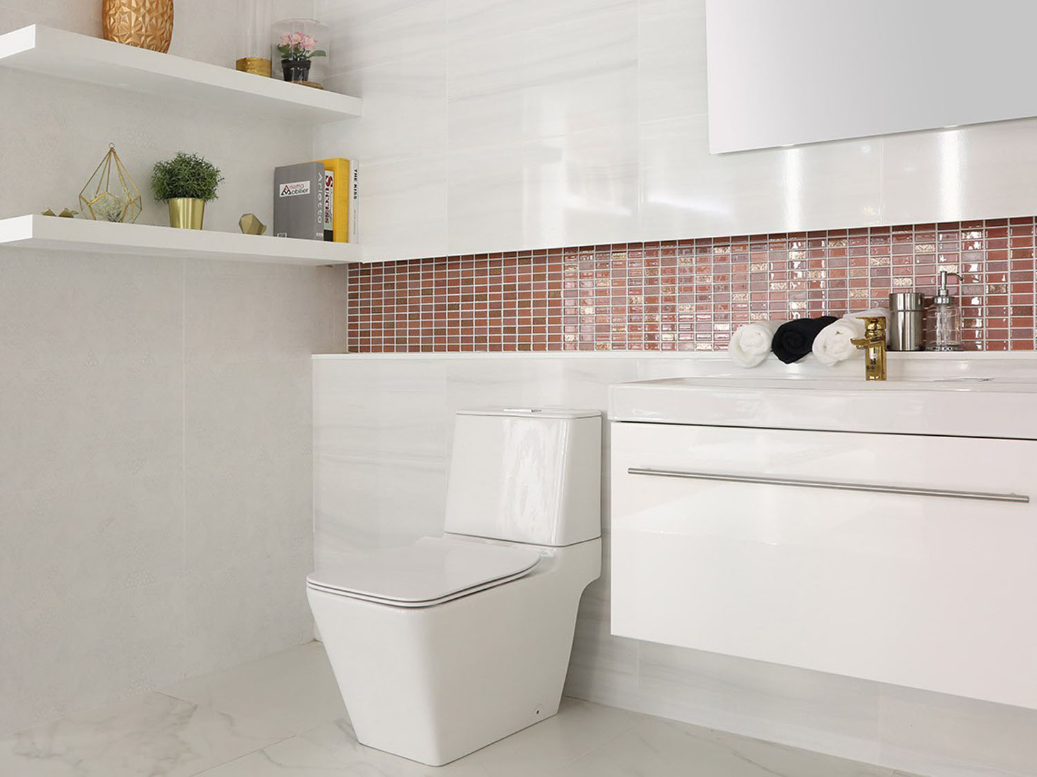 COTTO Simply Modish White Dual Top Flush Toilet Suite