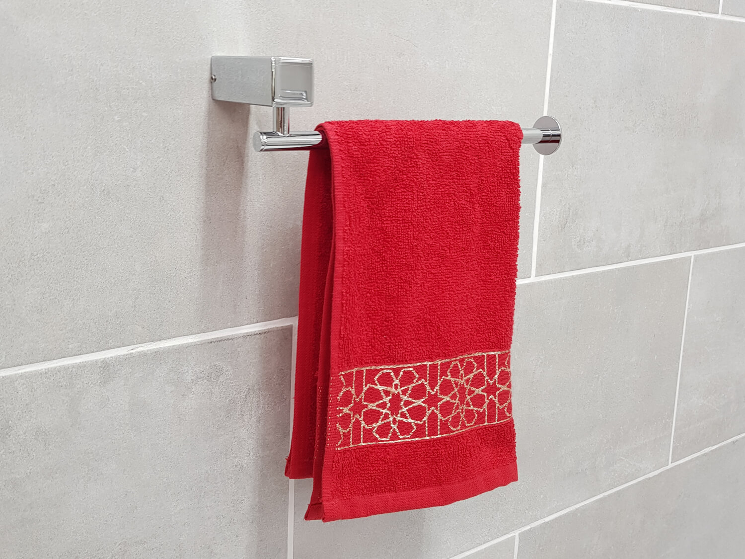 COTTO Square Chrome Single Towel Bar