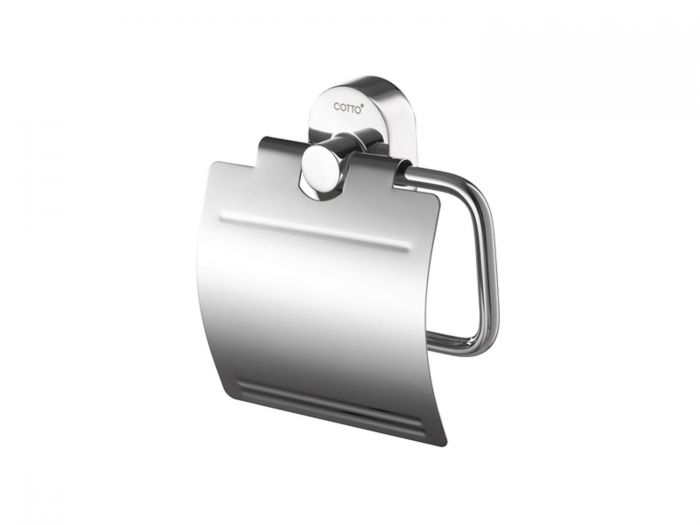 COTTO Como Chrome Toilet Paper Holder With Cover