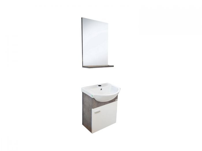 Dore Life Grey Wall Hung Cabinet and Mirror With Shelf - 450 x 400 x 550mm