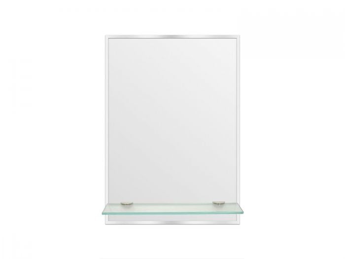 Silver Framed Aluminum Mirror With Shelf - 500 x 700mm