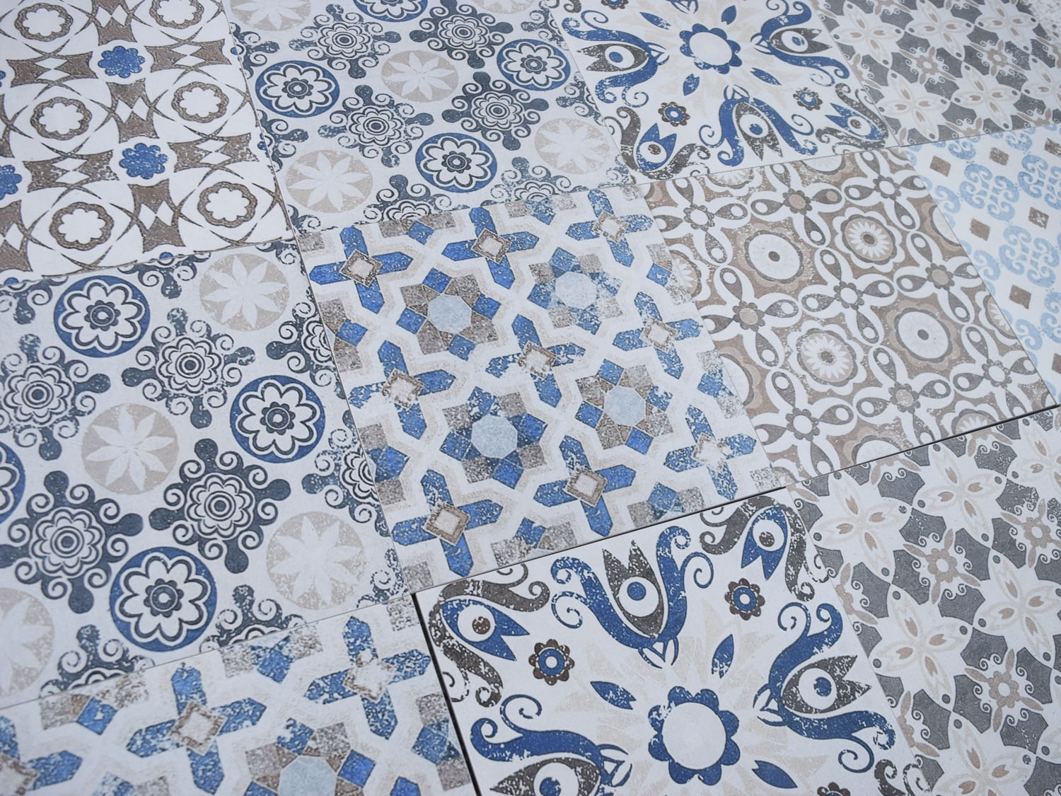 dDamascus Blue Rectified Glazed Porcelain Floor Tile
