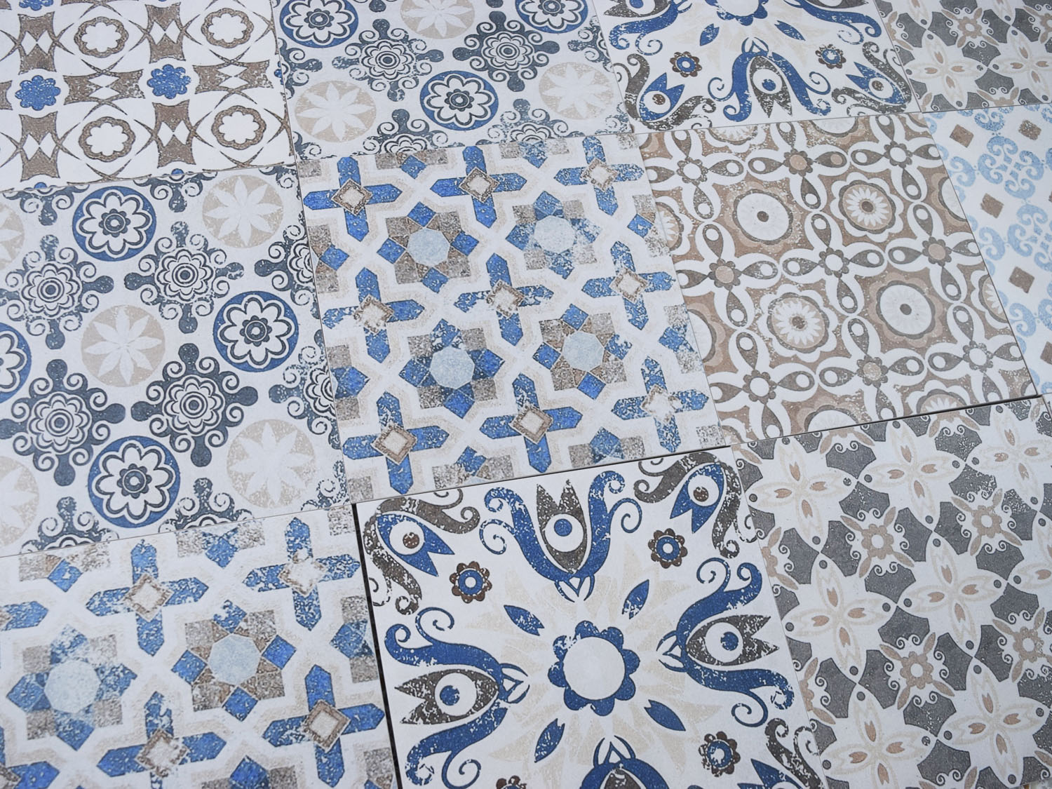 dDamascus Blue Rectified Glazed Porcelain Floor Tile