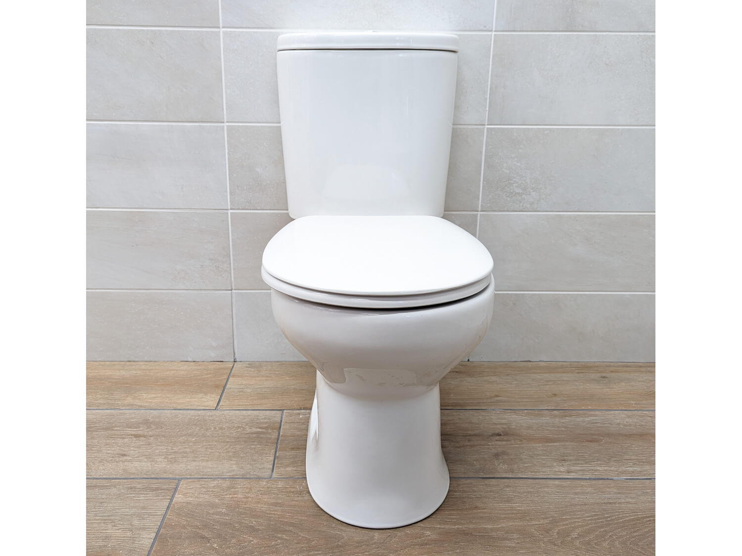 Delta White Dual Top Flush Toilet Suite Front View