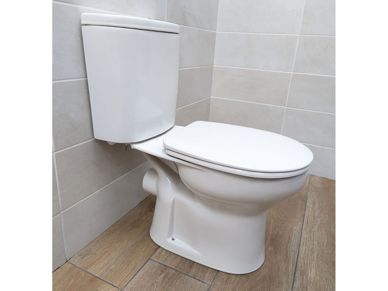 Delta White Dual Top Flush Toilet Suite Front View Side View