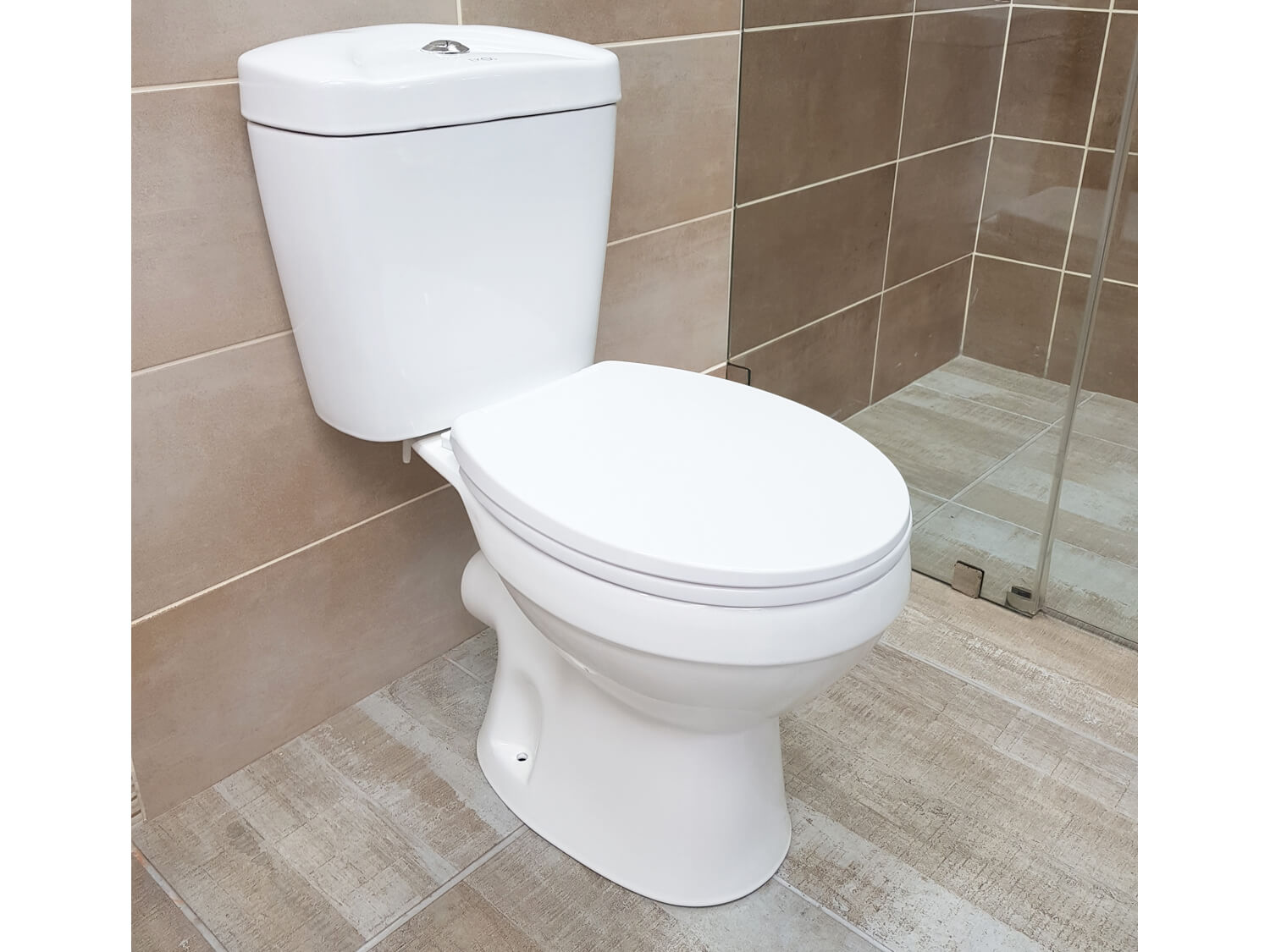 EKOS Georgia White Dual Top Flush Toilet Suite Corner View