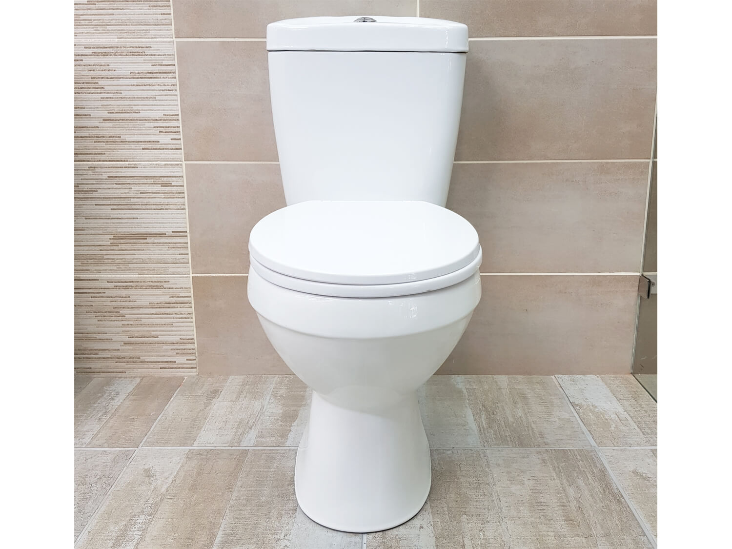 EKOS Georgia White Dual Top Flush Toilet Suite Front View