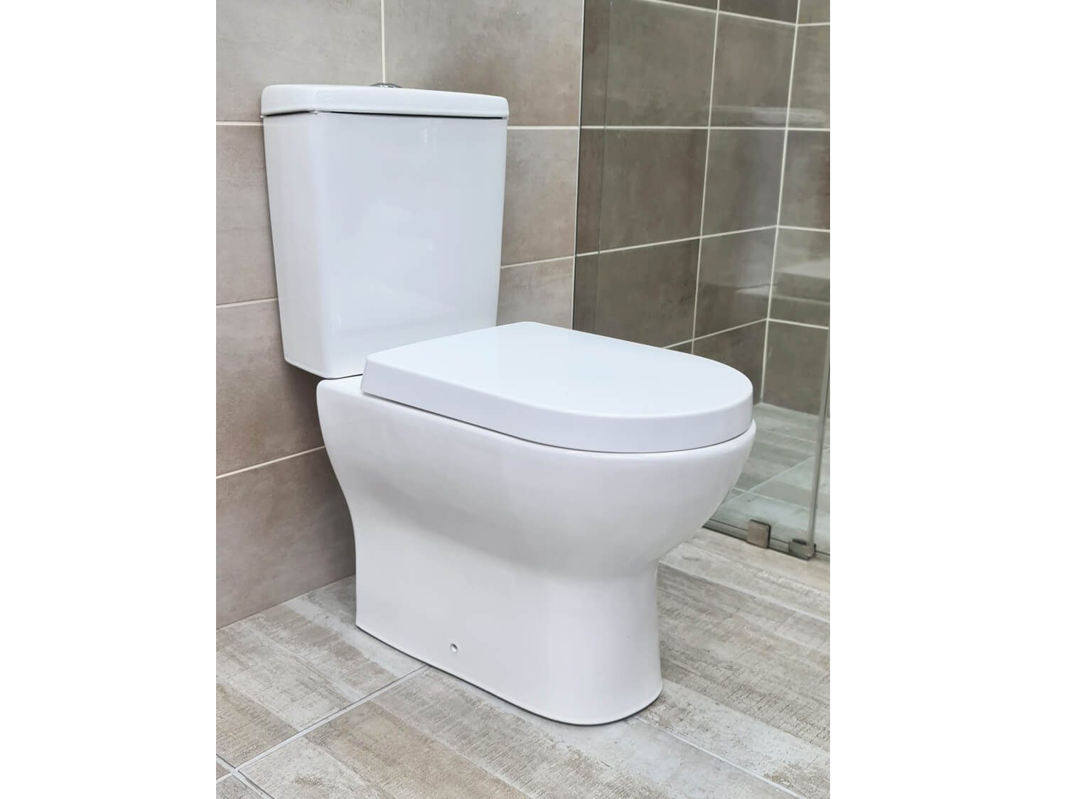 EKOS Nevada White Dual Top Flush Toilet Suite Corner View