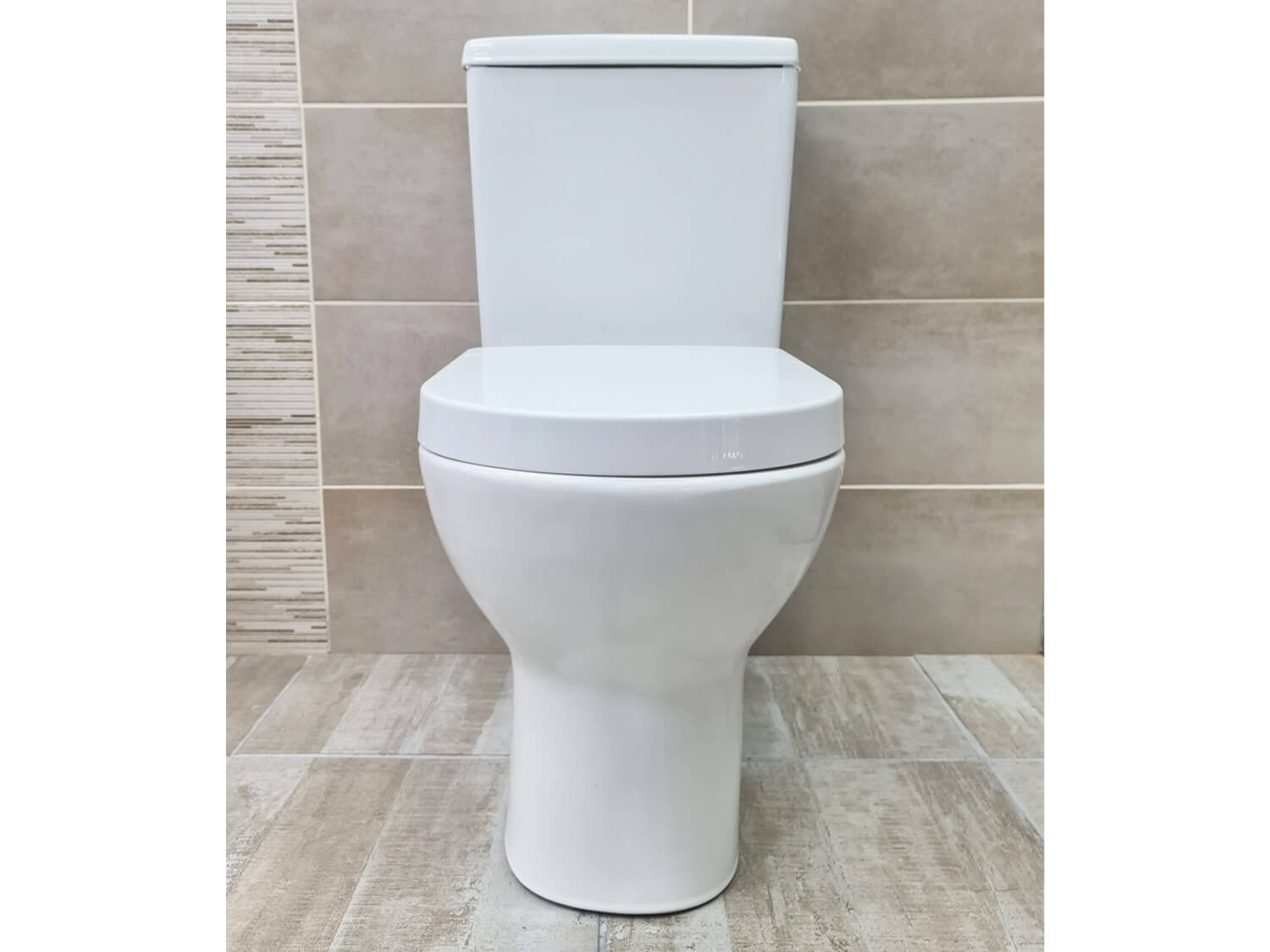 EKOS Nevada White Dual Top Flush Toilet Suite Front View