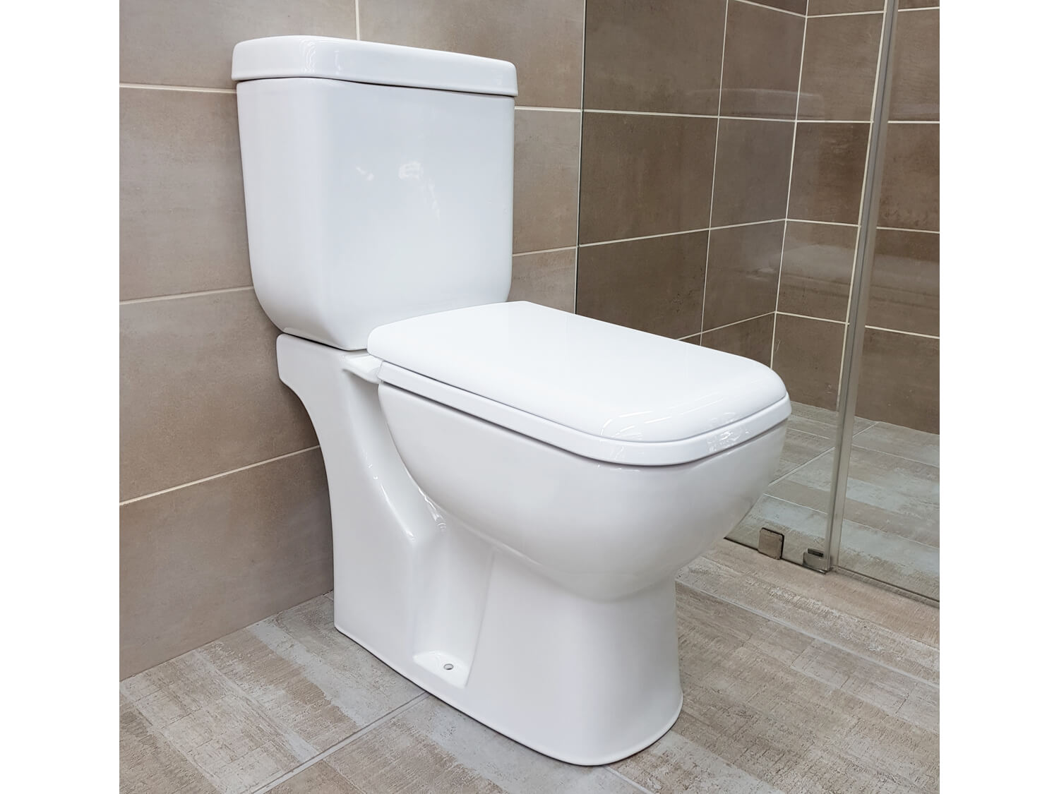 EKOS Boston White Dual Top Flush Toilet Suite Corner View