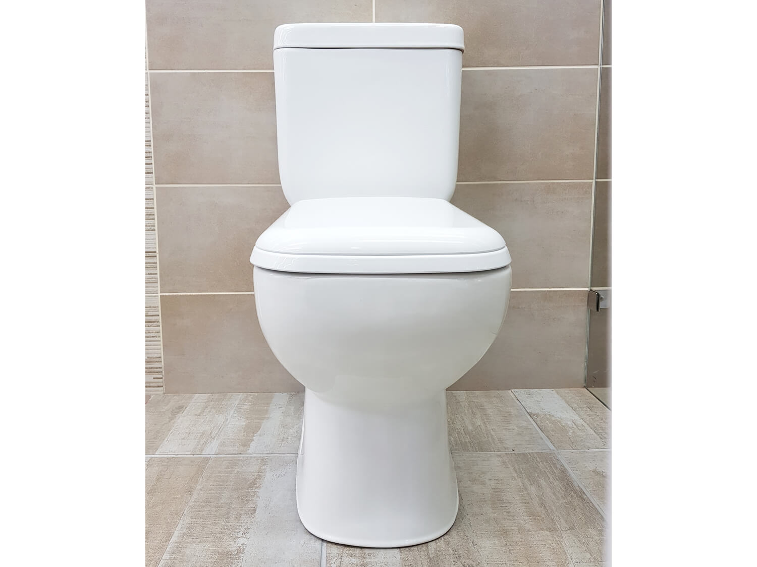 EKOS Boston White Dual Top Flush Toilet Suite Front View