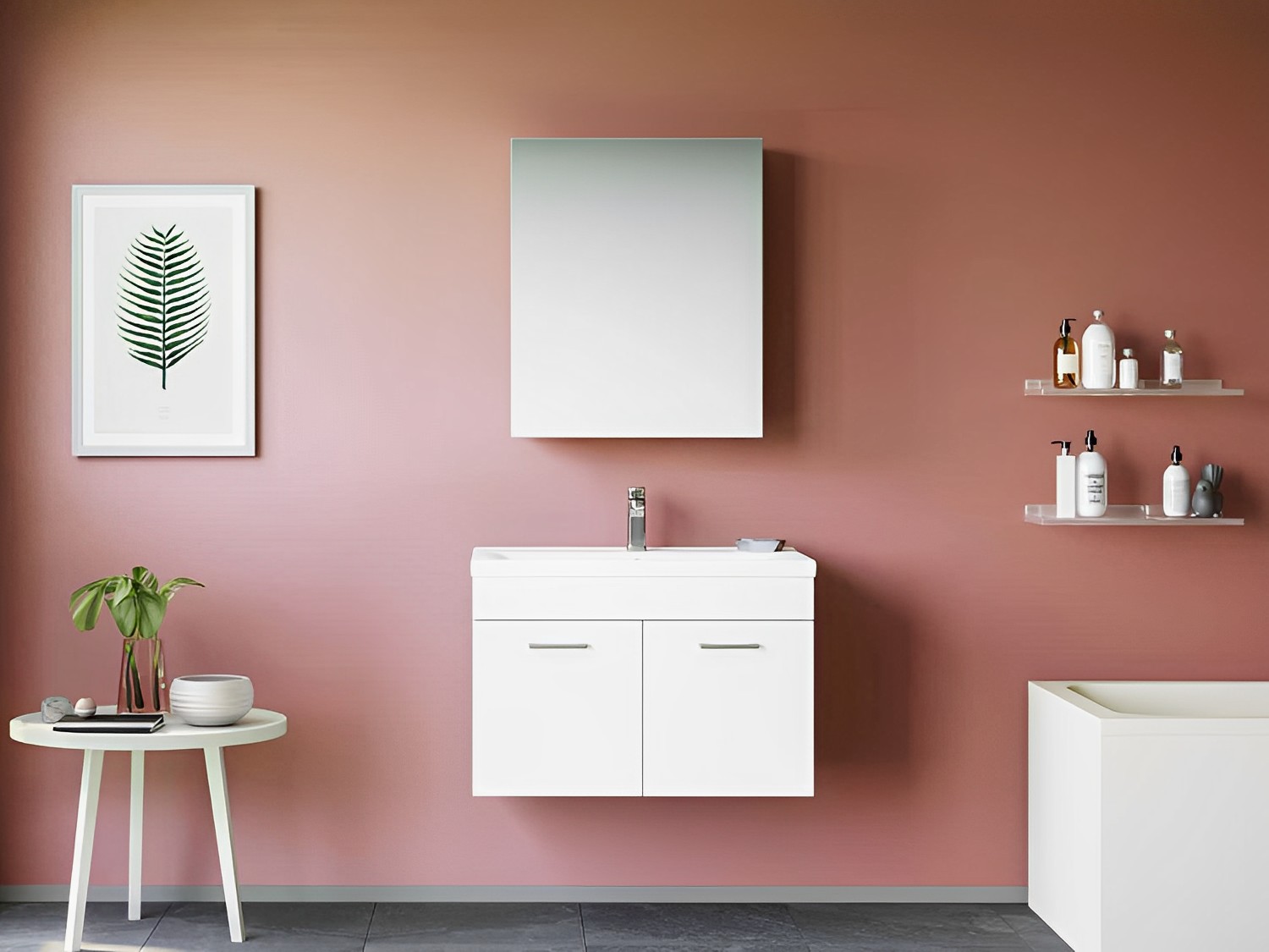 Mars White Wall Hung Cabinet and Mirror Cabinet 
