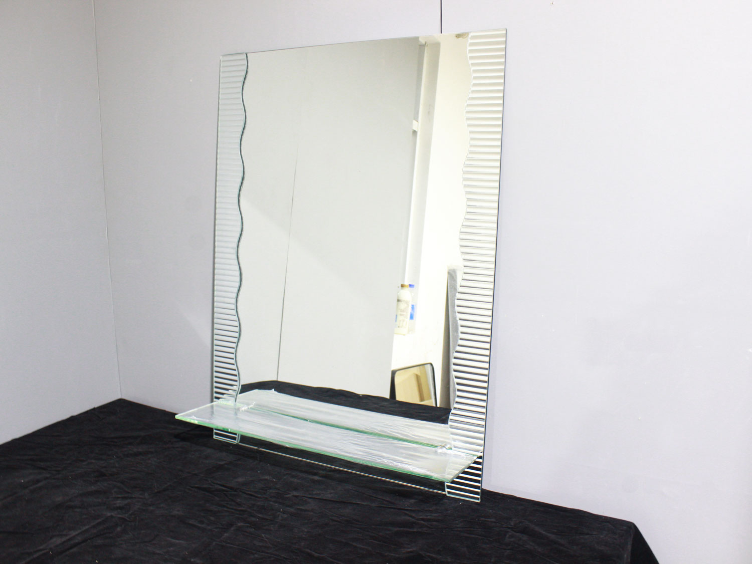 Two Sides Waves Decor Mirror With Shelf - 600 x 800mm