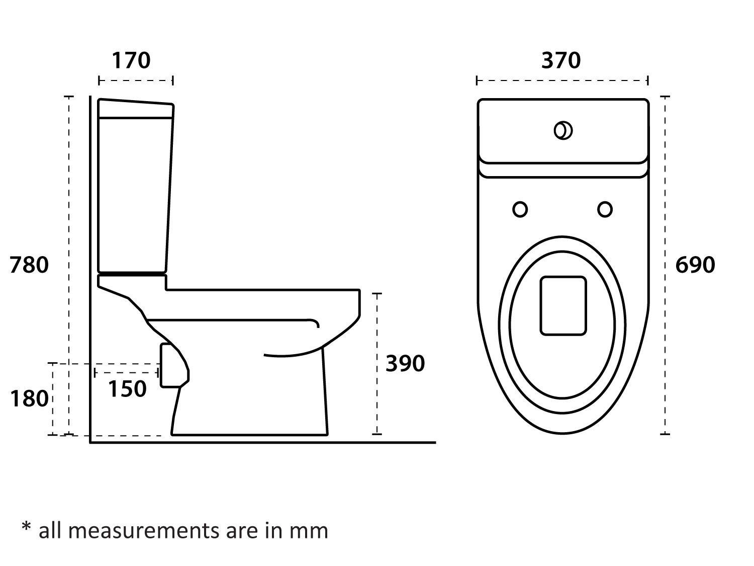 EKOS Nevada White Dual Top Flush Toilet Suite Tech Data