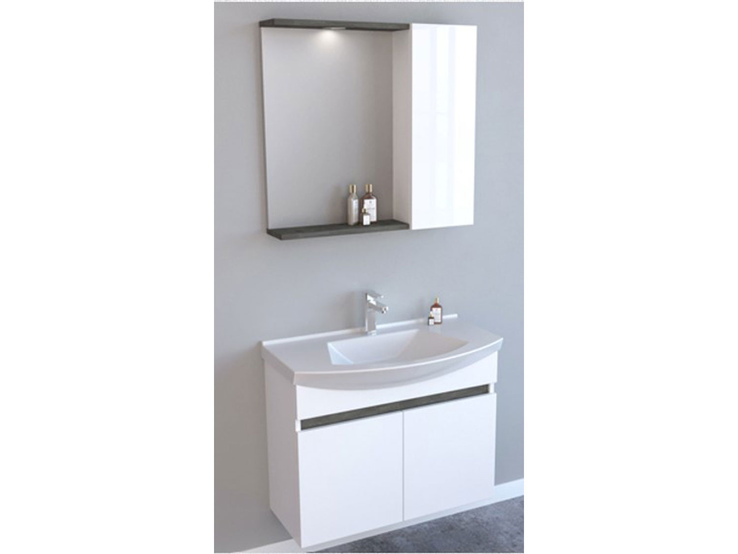 Vega White Wall Hung Cabinet and Mirror Cabinet
