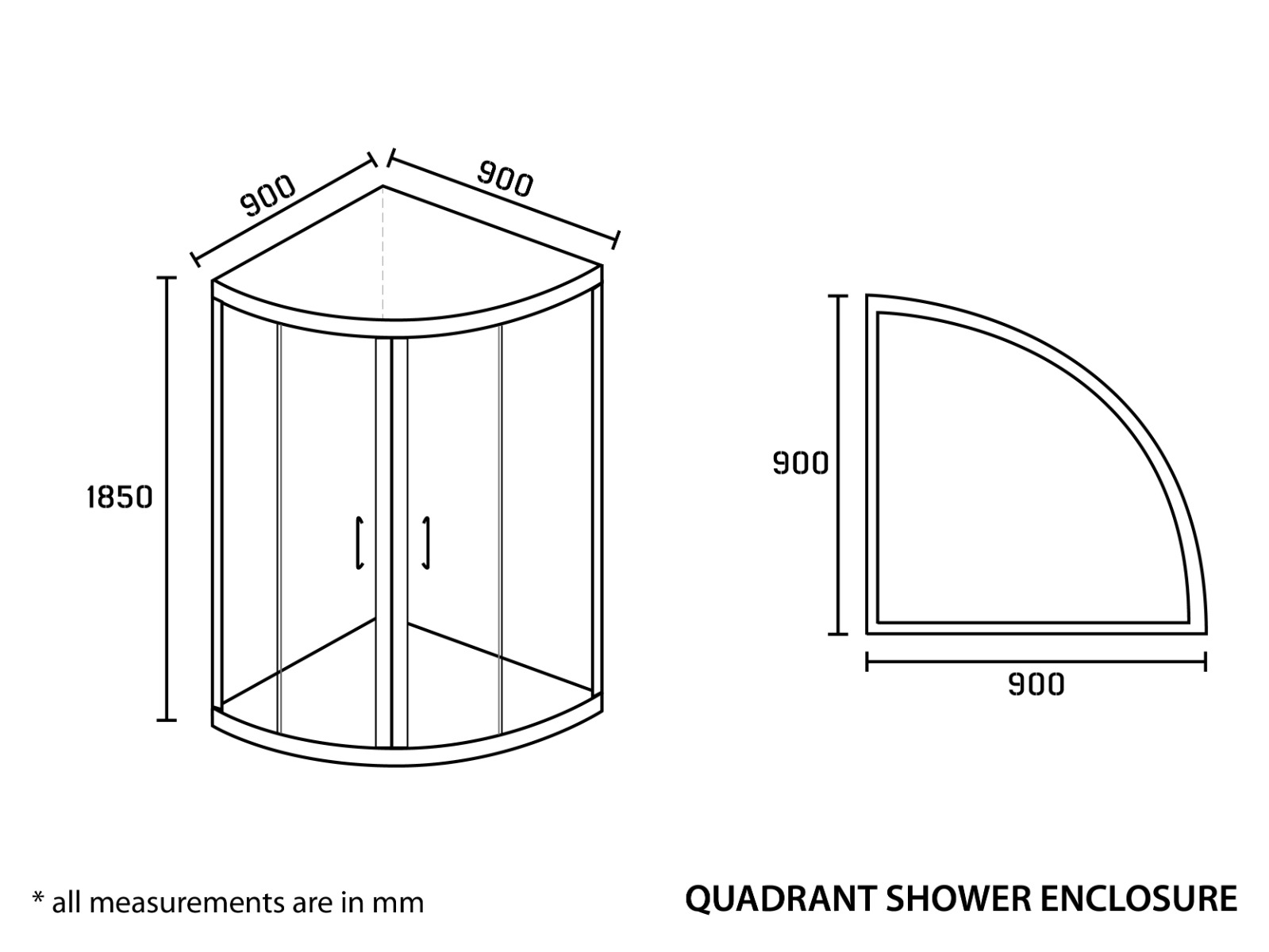 Quadrant White Shower Enclosure Tech Data