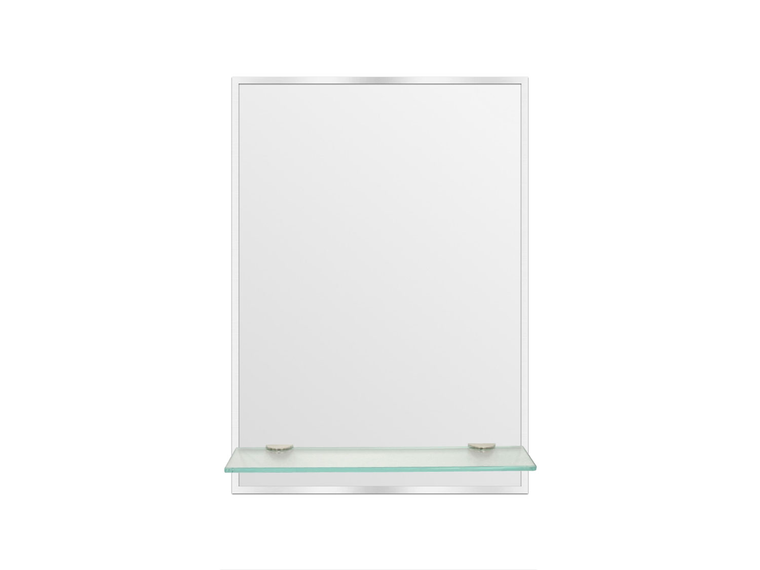 Silver Framed Aluminum Mirror With Shelf - 500 x 700mm